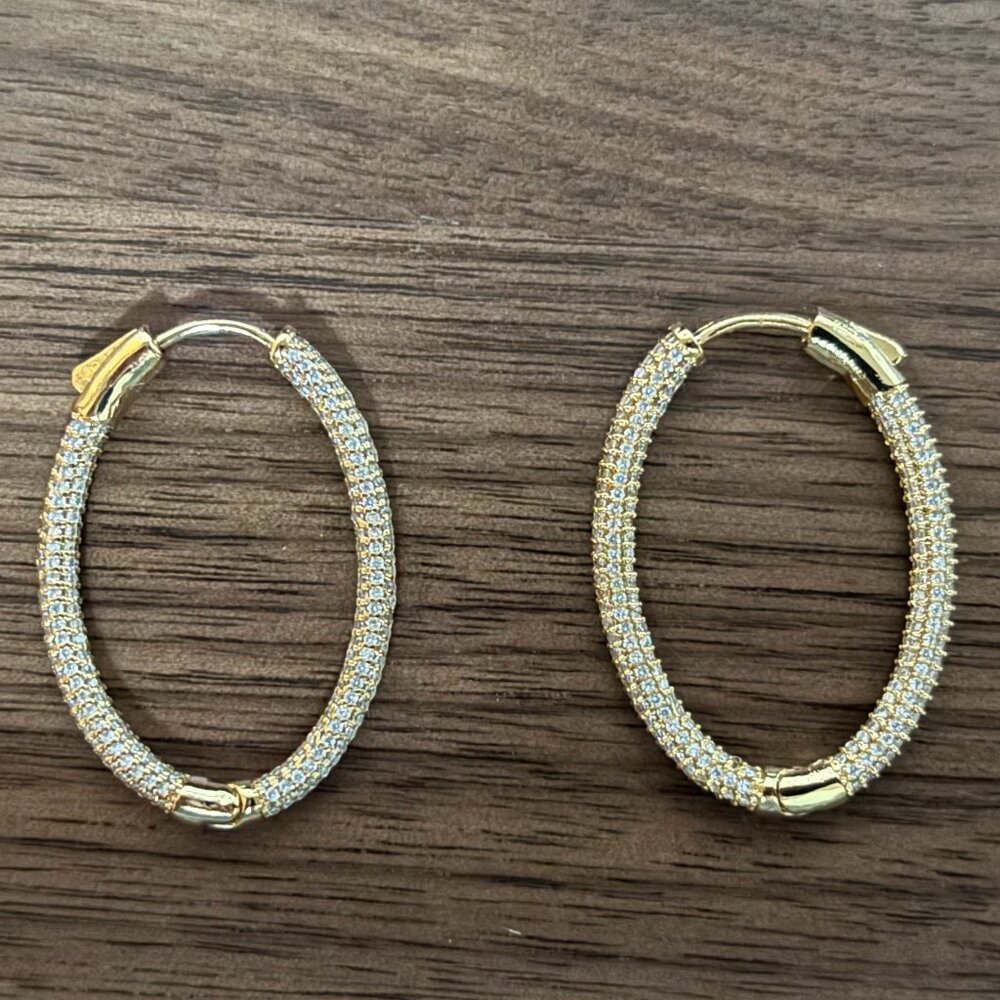 Gold Pave Hoops
